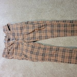 American eagle super high rise plaid jeans